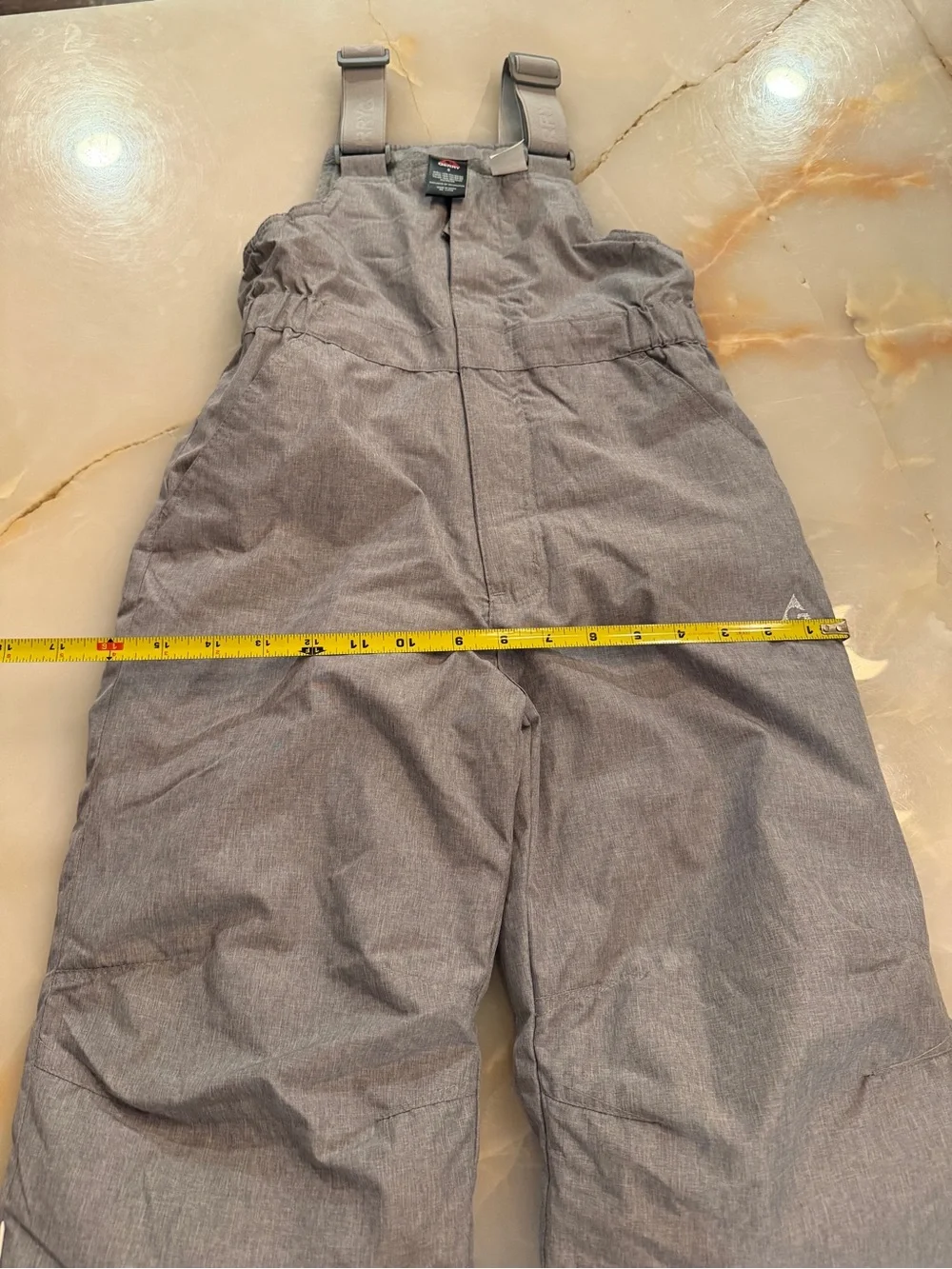 Kids Grey Insulated Snow Overalls with Adjustable Straps